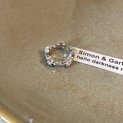 Women's Cold Style Zircon Cross Open Adjustable Rings