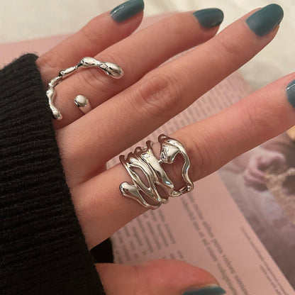 Women's Eye-catching Retro Irregular Drip Open Personality Rings