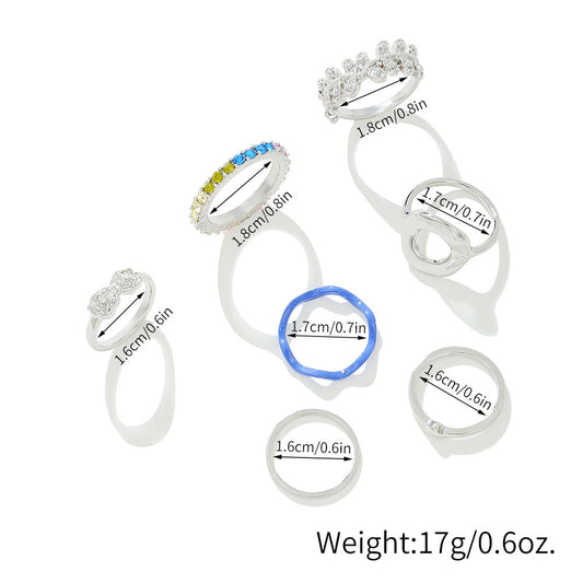 Yang Suit Geometric Rhinestone Pearl Dripping Rings