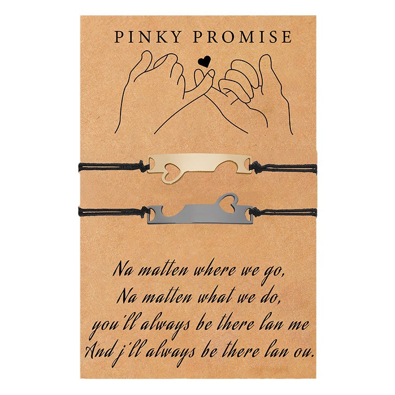 Couple Suit Stainless Steel Color Black And Bracelets