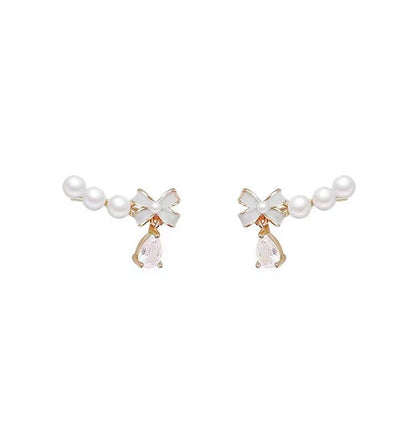 Pearl Bow Light Luxury Super Fairy Zircon Rings
