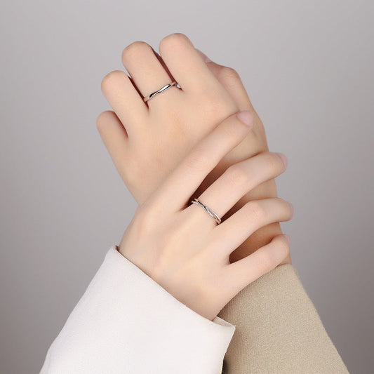 Women's & Men's & Exhibition Interwoven Couple And Sterling Sier Korean Rings