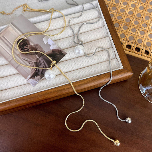 Pull-out Adjustable Pearl High-grade Design Sense Necklaces