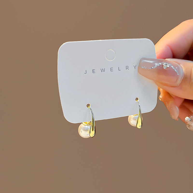 Hook Freshwater Pearl Mild Luxury Retro Temperament Earrings