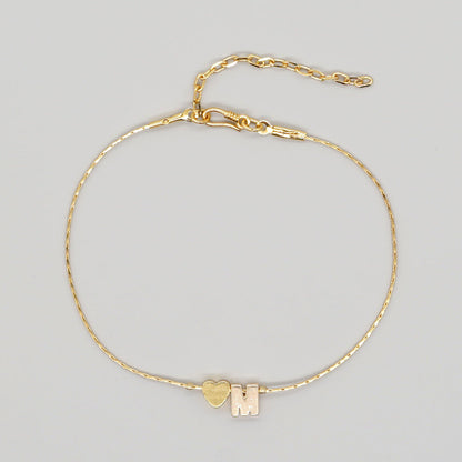 Women's Chain Gold Plated Peach Heart Heart-shaped Letter Bracelets