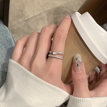 Live Broadcast Fashion Exquisite Double Layer Gang Rings