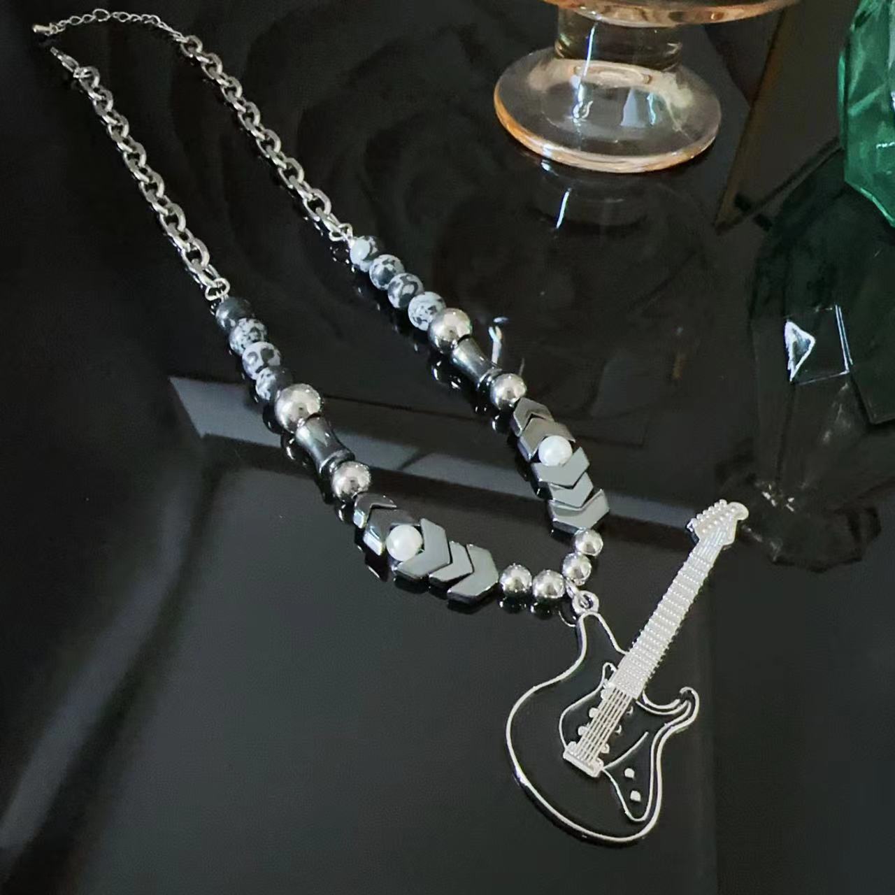 Women's Flame Guitar Pendant For Niche Personality Design Sweet Cool Necklaces