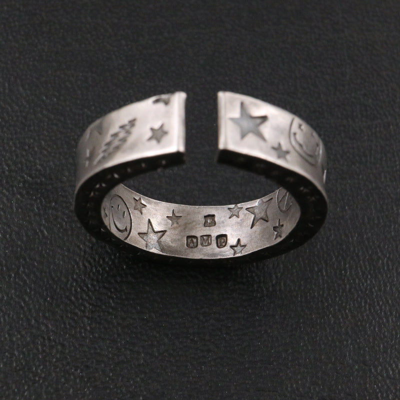 Women's & Men's & Sense Retro Hip Hop Smiley Face Rings