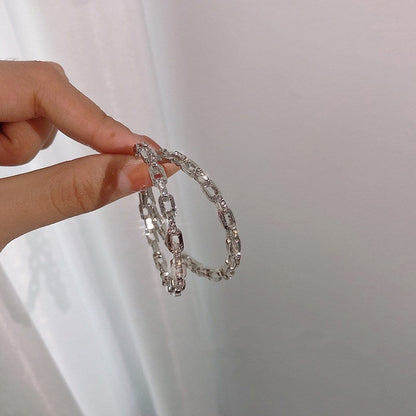 Sier Needle Korean Style Full Diamond Earrings