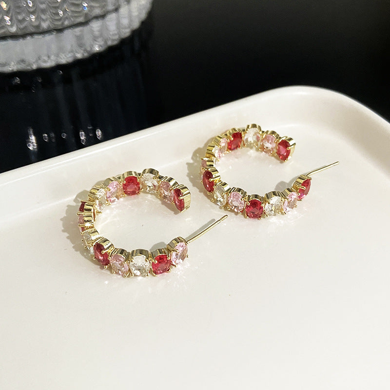 Temperament Entry Lux Zircon Personality Cold Sier Earrings