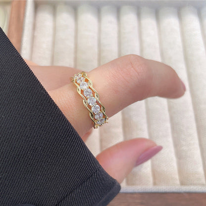 Women's Luxury Fashion Opening Zircon Adjustable Gold Rings