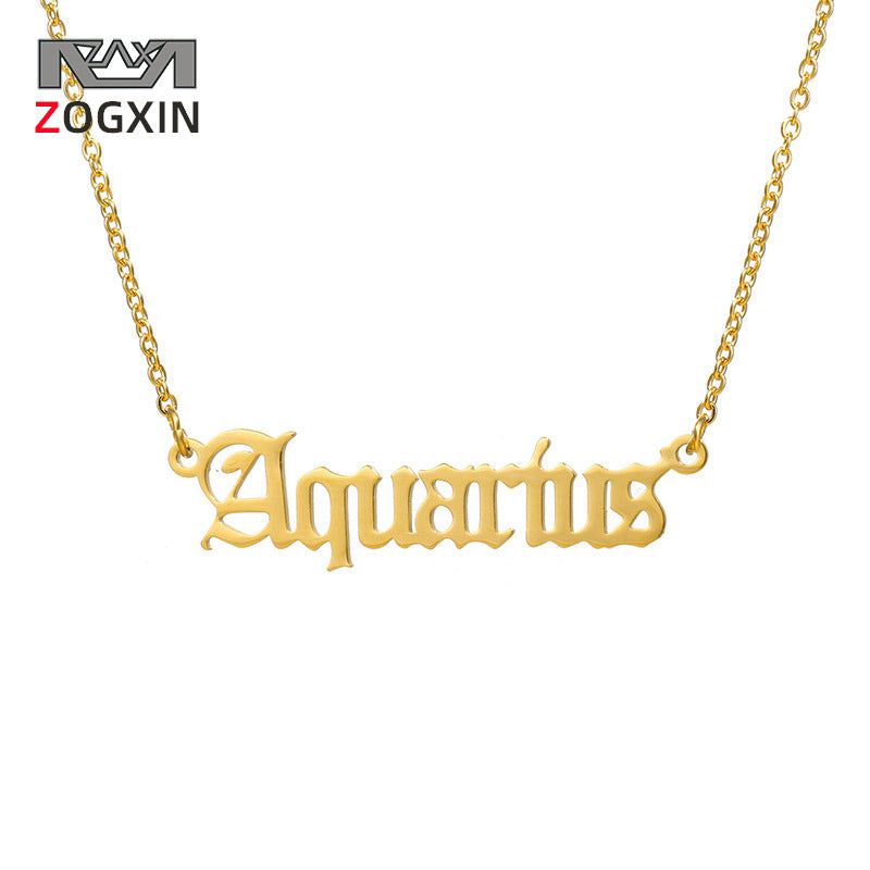 Women's Titanium Steel Ancient English Constellation Simple Necklaces