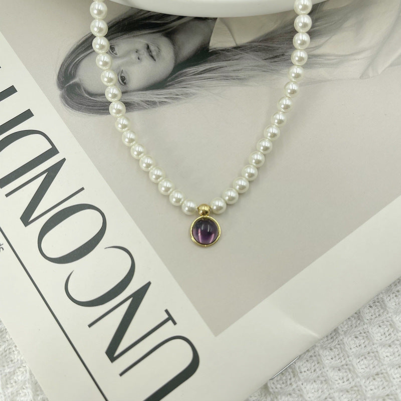 Women's Design Clavicle Chain Birthstone Lucky Stone Necklaces