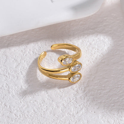 Gold-plated Leaf-shaped Titanium Personality Creative Opening Rings