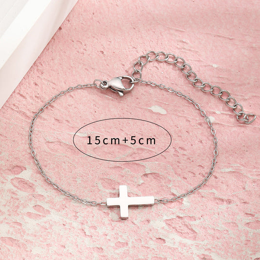 Women's Stainless Steel Cross Shelf Simple Stall Bracelets