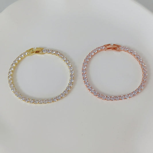 Fashion Simple Design Single Row Full Rhinestone Zircon Female Bracelets