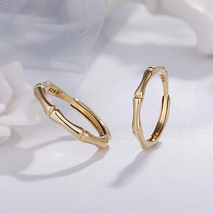 Women's & Men's & Forest Style Fresh Bamboo Opening Trendy High-rise Rings