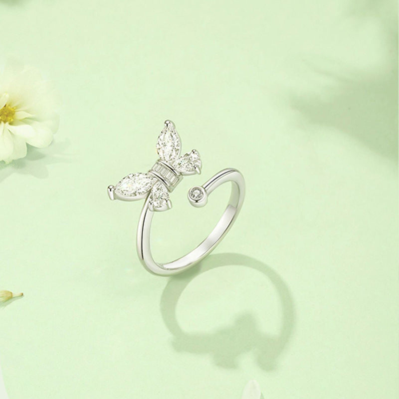 Garden Series Open Female Sier Butterfly Rings