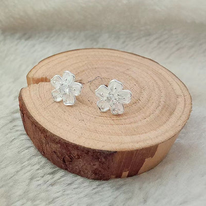 Cherry Blossoms Diamond Fresh Sweet Ear Simple Temperamental Cold Earrings