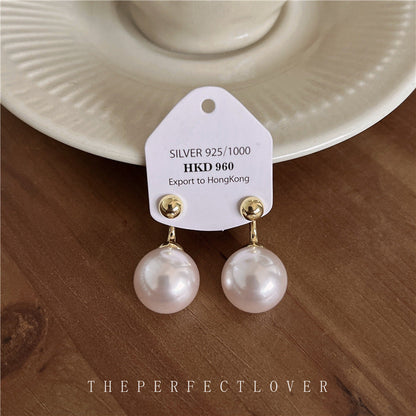 Women's Sier Pearl Korean Style Fashion Ear Earrings