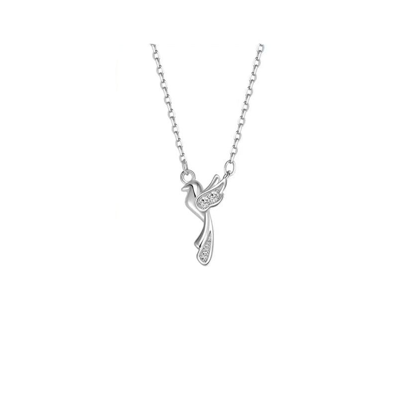 Blue Eucalyptus And Bird Couple Pair Necklaces