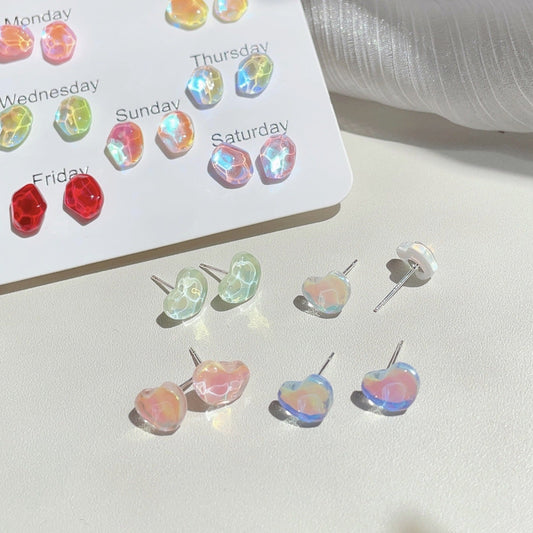Style Colorful Small Stone Female Sweet Earrings