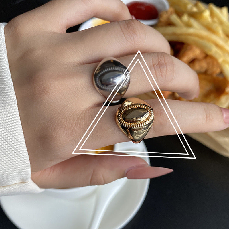 Women's Fashionable Golden Elegant Oval Open Adjustable Rings