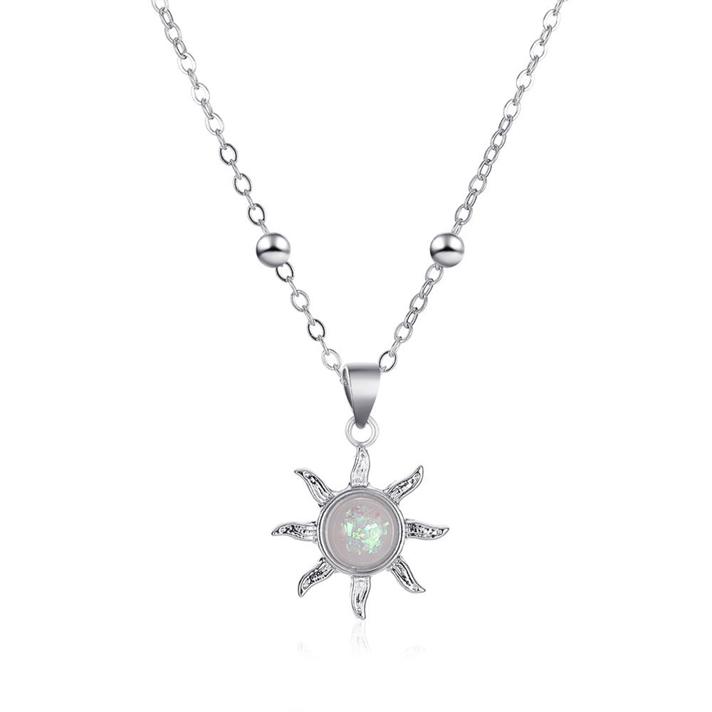 Korean Accessories Opal Sun Elegant Inlaid Necklaces