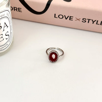 Female Retro Fashion Elegance Gemstone Open Index Finger Tide Rings