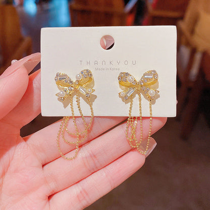 Super Fairy Wild Long Fringed Pearl Light Earrings