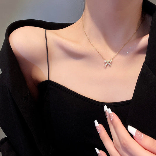 Bow Temperamental Minority Design Clavicle Chain Necklaces