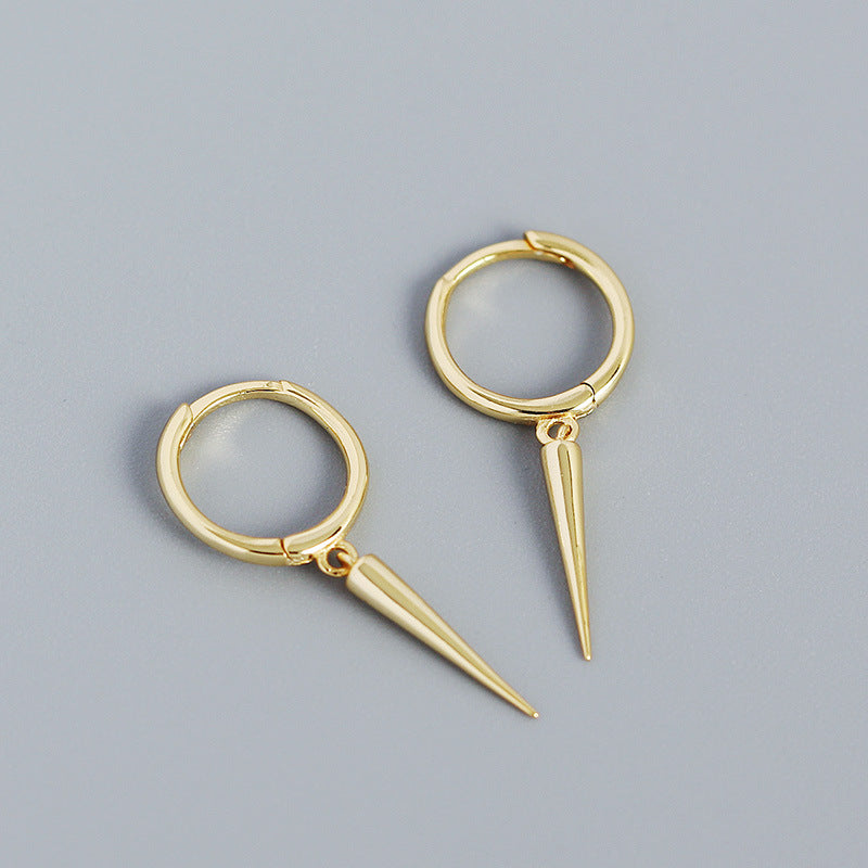 Sier Ear Clip Metallic Rivets Conical Earrings