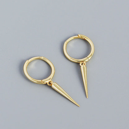 Sier Ear Clip Metallic Rivets Conical Earrings
