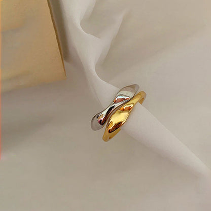 Women's Sier-plated Simple And Irregular Wave Open Rings