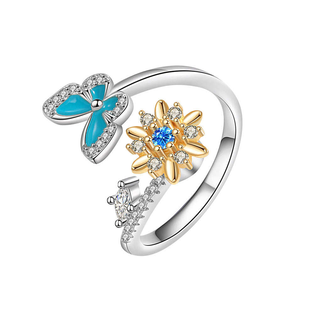 Rotating Butterfly Female Fashion Personality Design Rings