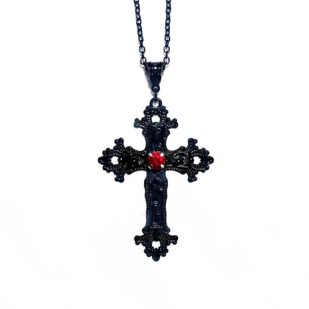 Black Cross Diamond Gothic Punk Aesthetic Necklaces