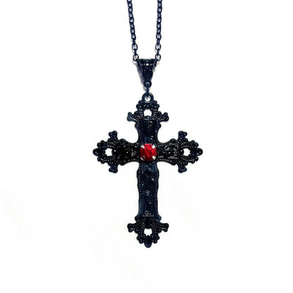 Black Cross Diamond Gothic Punk Aesthetic Necklaces