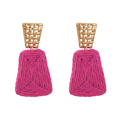 Women's Raffia Fashionable Trapezoidal Alloy Party Earrings