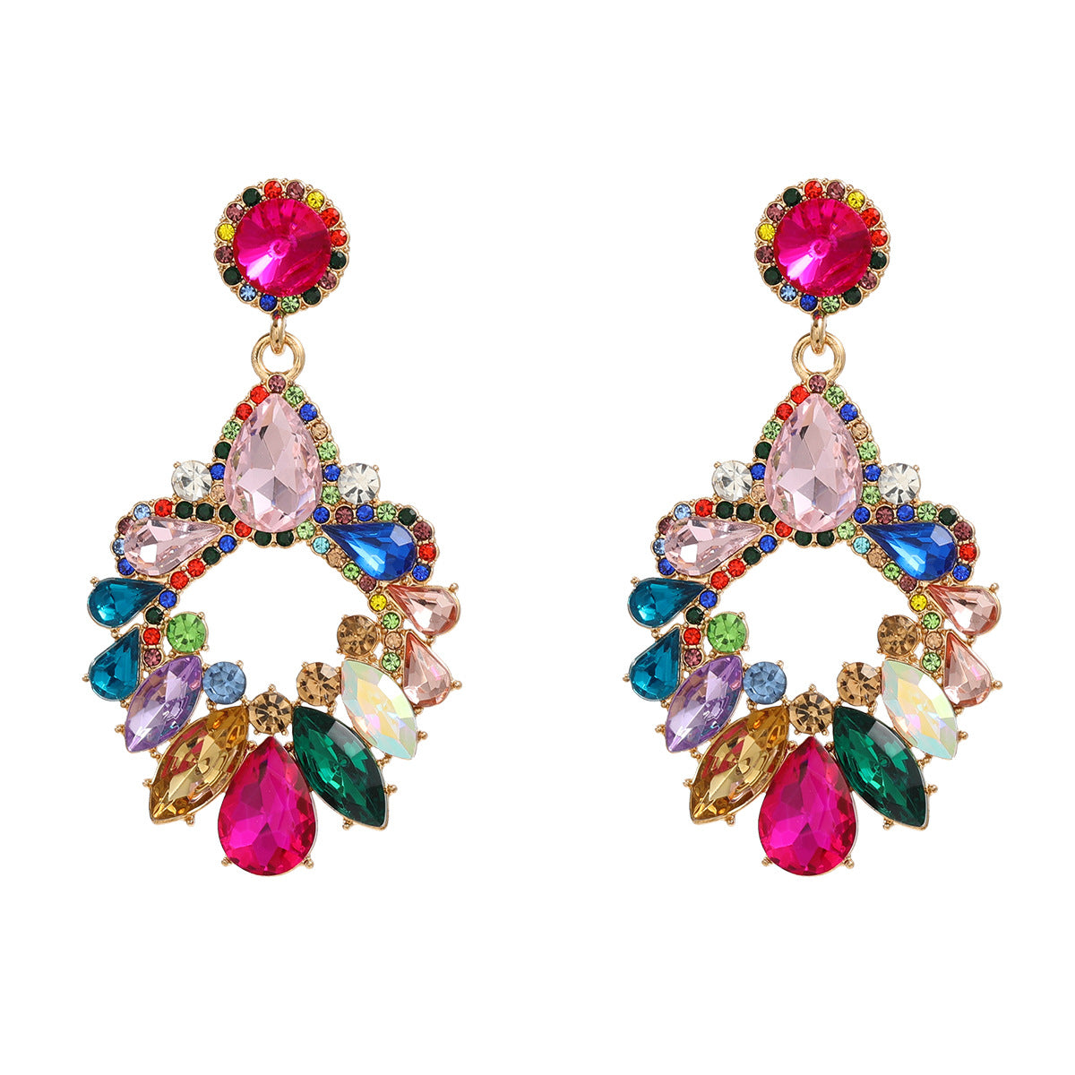 Women's Crystals Exaggerated Rhinestone Full Diamond Bohemian Earrings