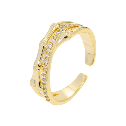 Design Gold Shining Zircon Geometric Open Rings