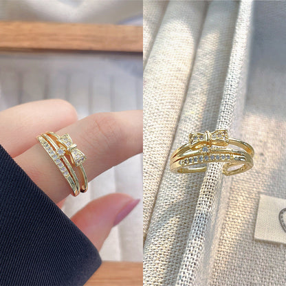 Women's Luxury Fashion Opening Zircon Adjustable Gold Rings