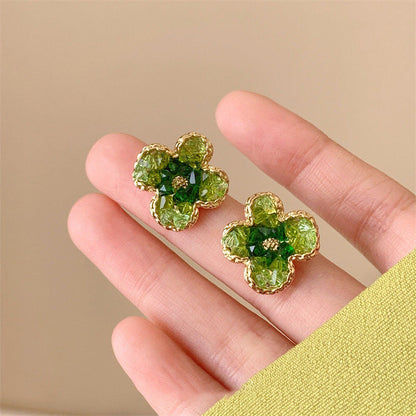 Crystal Flowers Female Niche Retro Personality Earrings