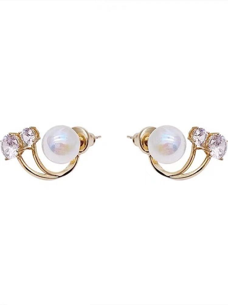 Micro Inlaid Pearls Sier Needle Trendy Eardrops Earrings