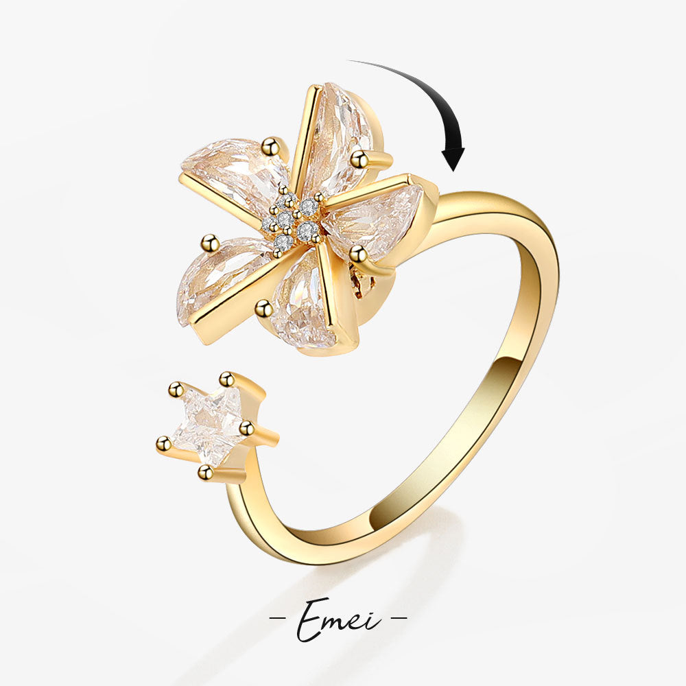Women's Rotatable Zircon Fashion Personality Little Windmill Open Rings