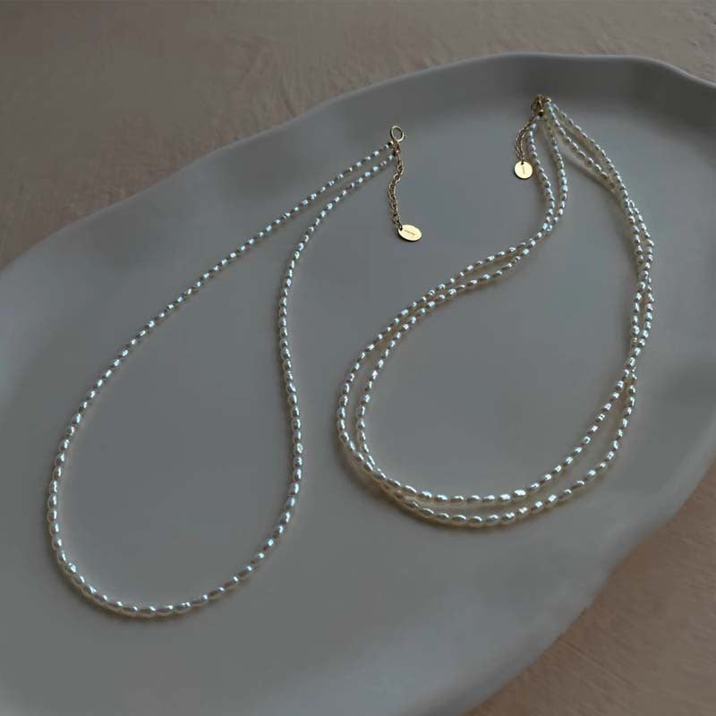 Women's Strong Light Natural Freshwater Grain Of Rice Niche Necklaces
