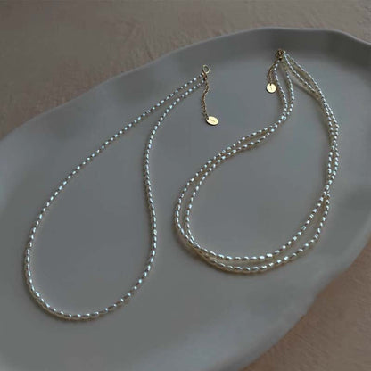 Women's Strong Light Natural Freshwater Grain Of Rice Niche Necklaces