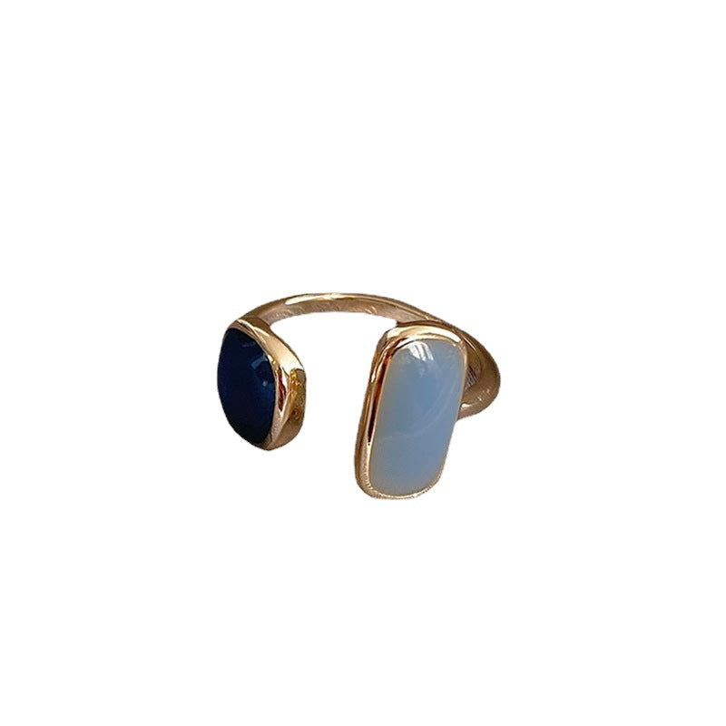 Women's Elegant Blue Drop Oil Open Korean Rings