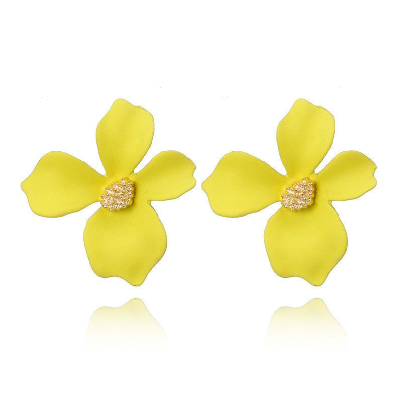 Colored Frosted Flower Mori Sweet Petal Earrings