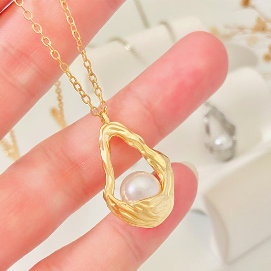 Inlaid Pearl Flower Basket Pendant Personalized Necklaces