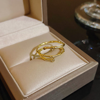 Pearl Zircon With Diamond Open Adjustable Rings